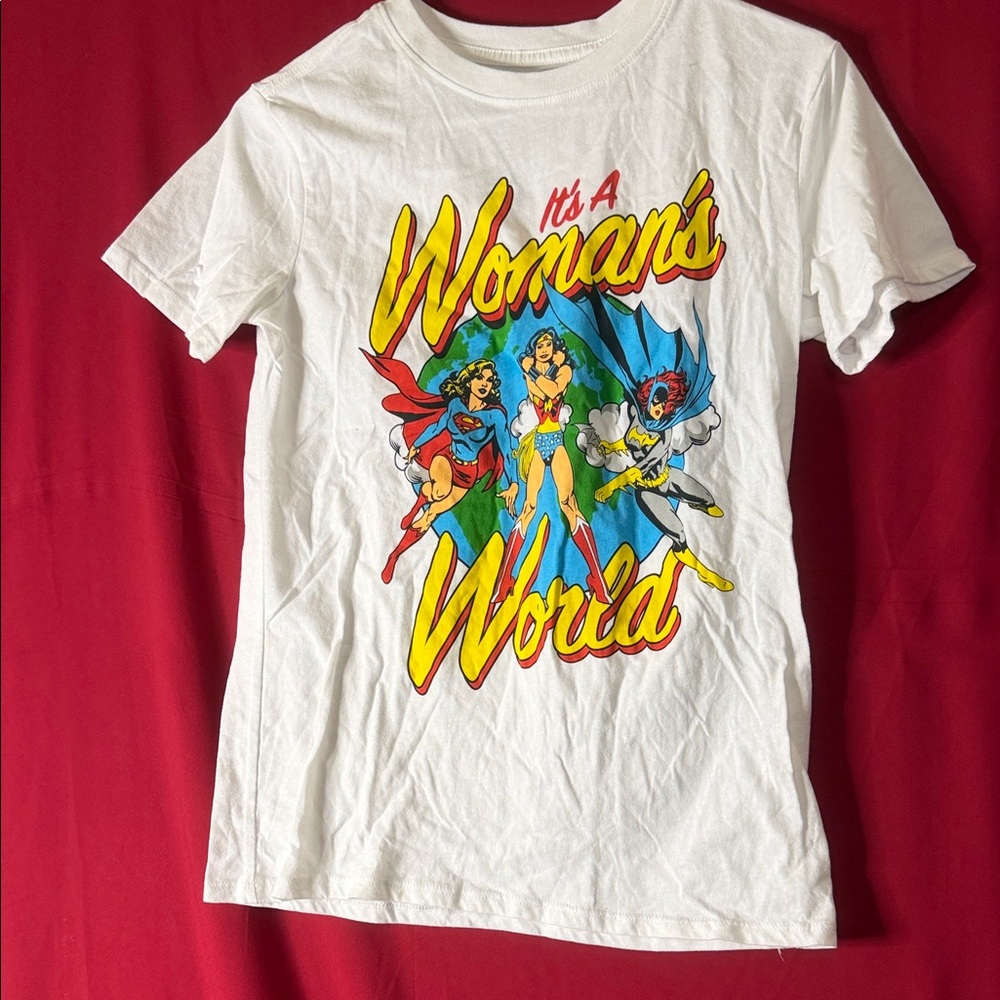 White Graphic T-Shirt with Superhero Design